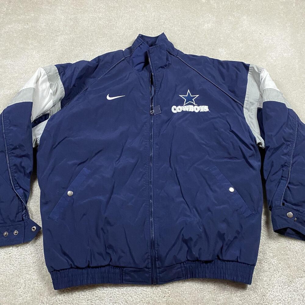 VTG Dallas Cowboys Jacket Mens XL Blue NFL Football Nike Pro Line Authentic 90s